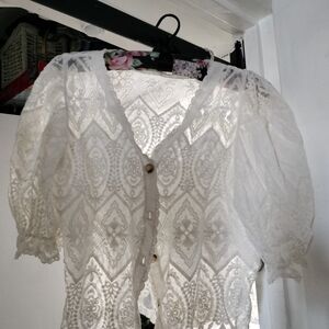 Elegant Lace Cardigan with Floral Accents